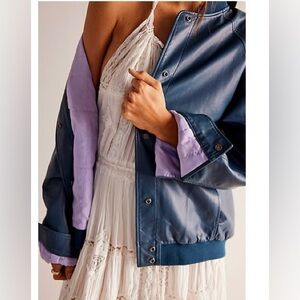 We The Free Free Wild Rose Womens Faux Leather Bomber Jacket